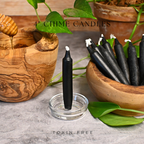 4” Chime Black Beeswax Candles, Close Up