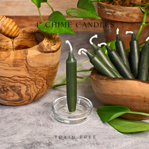 4” Chime Forest Green Beeswax Candles, Close Up