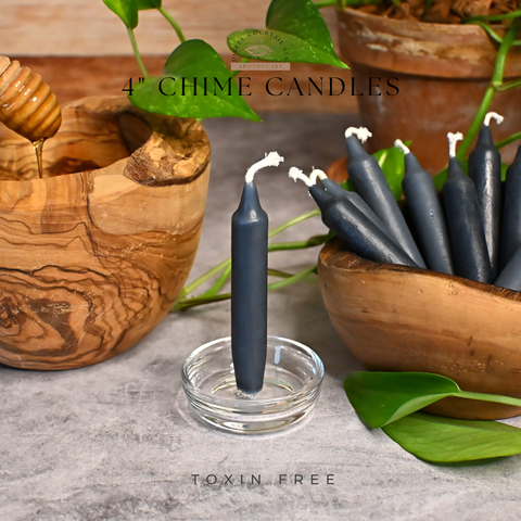 4” Chime Indigo Beeswax Candles, Close Up