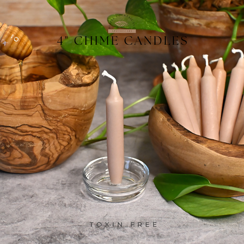 4” Chime Mauve Beeswax Candles, Close Up