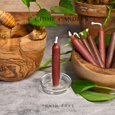 4” Chime Red Wine Beeswax Candles, Close Up