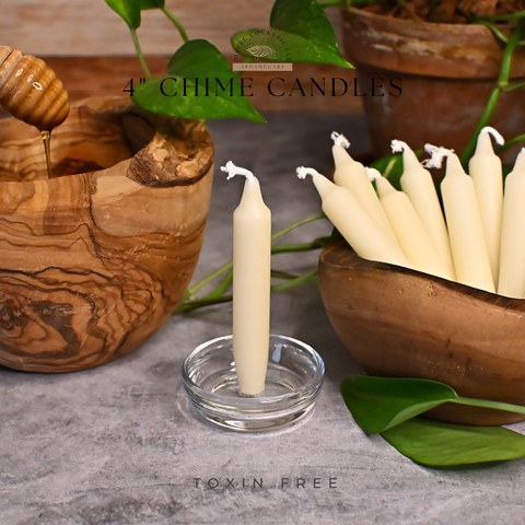 4” Chime White Beeswax Candles, Close Up