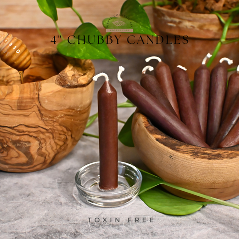 4” Chubby Red Wine Beeswax Candles, Close Up