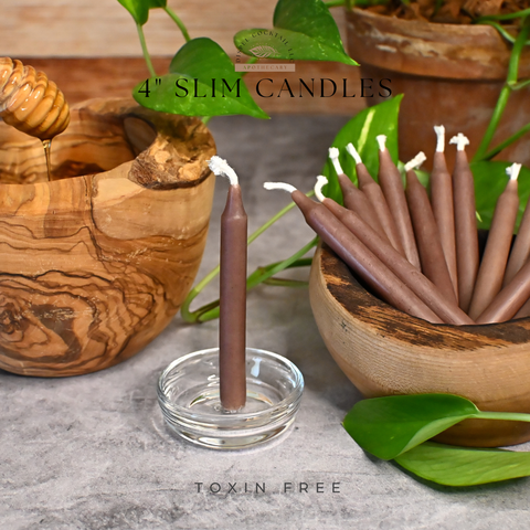 4” Slim Lavender Beeswax Candles, Close Up