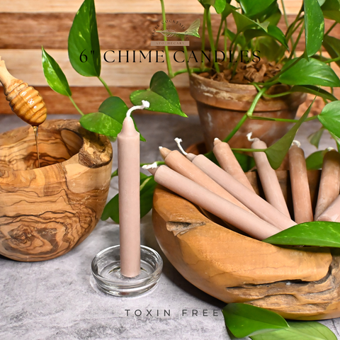 6” Chime Mauve Beeswax Candles, Close Up