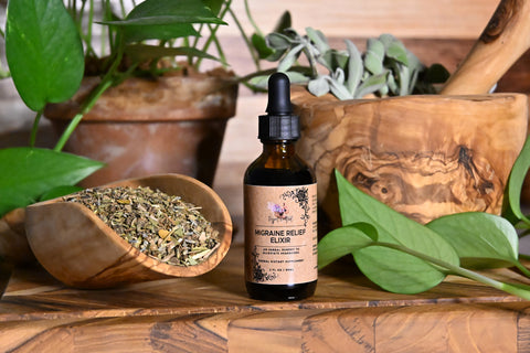 Migraine Relief Elixir, Front Bottle
